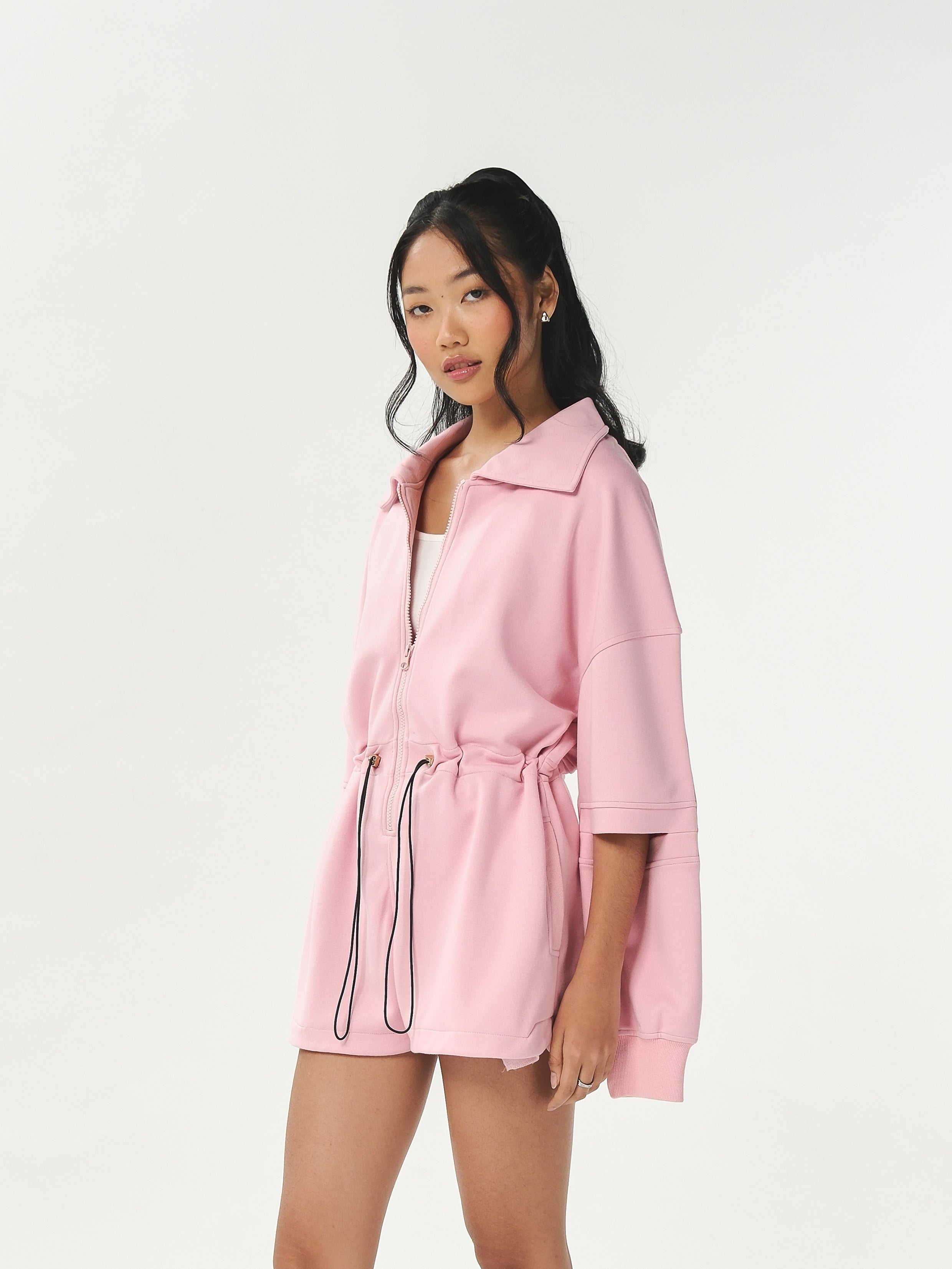 Bell sleeve ribbon bare top ensemble ピンク Belle Romper – GRU Wear