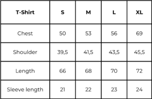 GRU | Stride T-Shirt - Size Charts